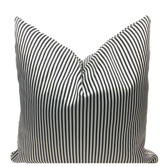 "Tiny Black & Ivory Stripes" | Pillow Cover