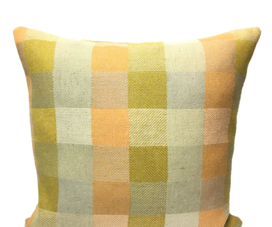 "Green Orange & Ivory Buffalo Check" | Pillow Cover