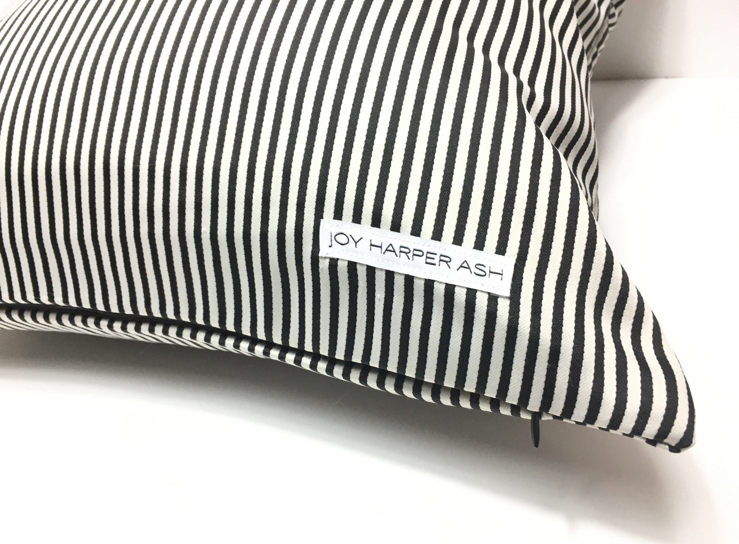 "Tiny Black & Ivory Stripes" | Pillow Cover