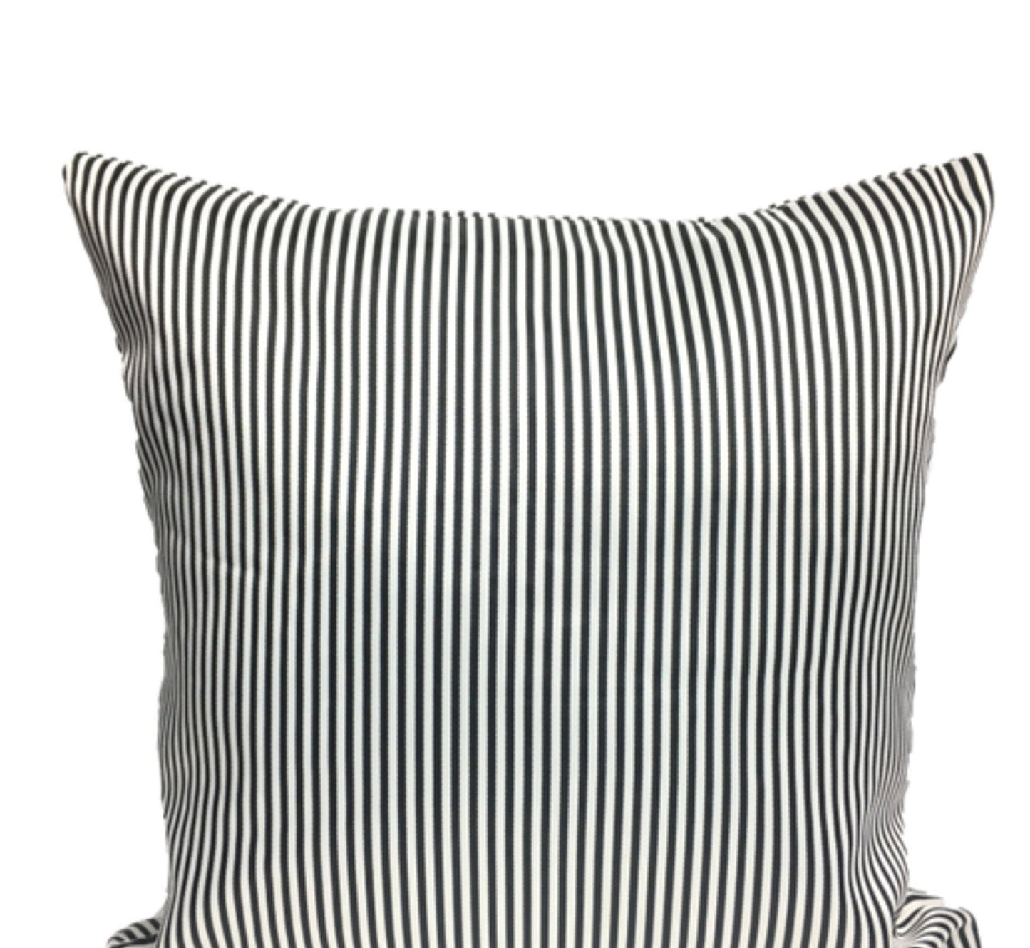 Tiwari Home 20 Black and Beige Striped Square Throw Pillow Cover with  Fringe Edges